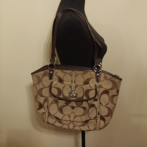 Coach Handbags - Coach Brown Signature Shoulder Bag